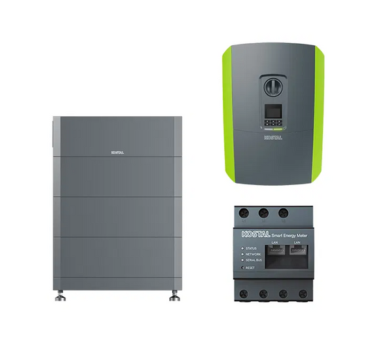 Kostal Speicherpaket mit Kostal Helivor, Kostal Plenticore, Kostal Smart Meter, Frontansicht
